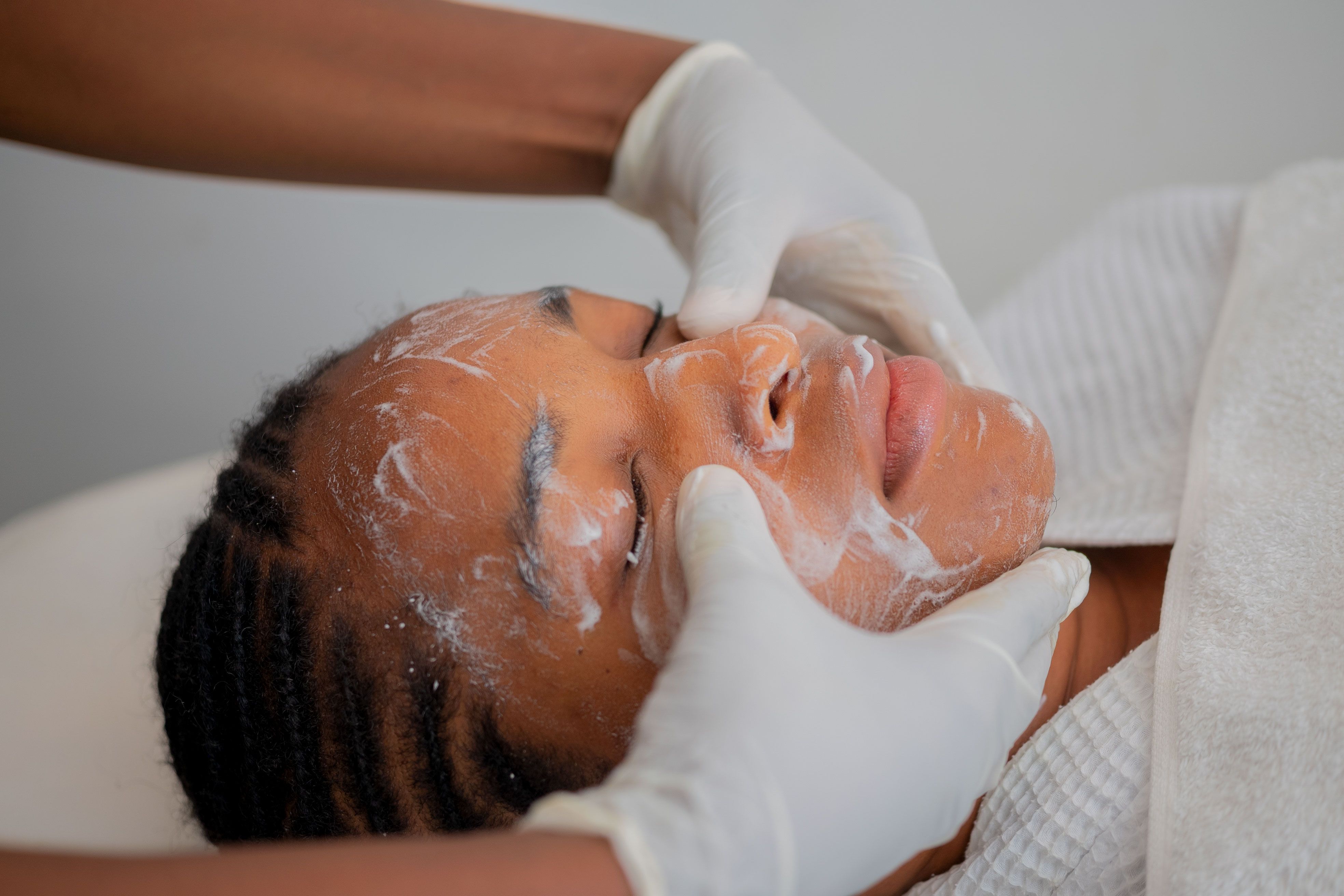 Facial massage photographed in Abuja, Nigeria